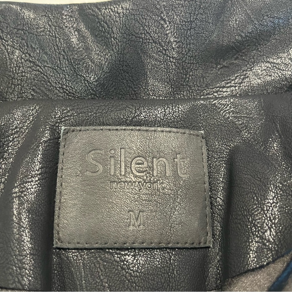 Silent New York Black Faux Leather Moto Jacket Medium - Picture 7 of 12